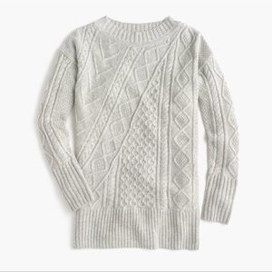 J. Crew Cable Knit Tunic Sweater Women's Wool Blend Patchwork